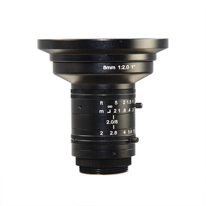 MOKOSE 1" 8MM F/2.0  C-Mount Industrial Fixed Lens Low Distortion